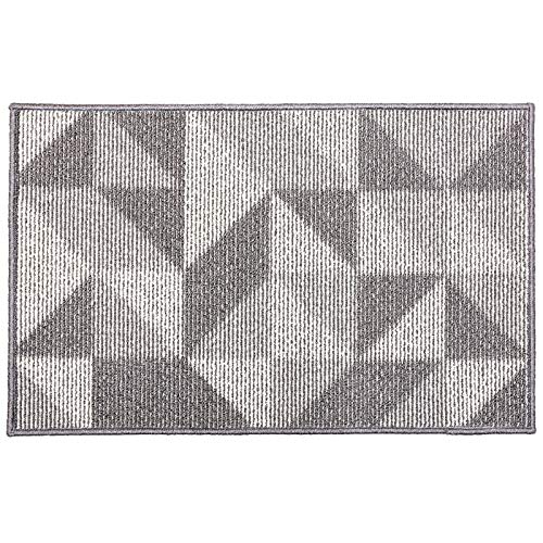 WDong Indoor Outdoor Geometry Fußmatte, Rutschfester, saugfähiger, widerstandsfähiger Schmutz-Eingangsbereichsteppich, 24"x 36" maschinenwaschbare Flache Innentürmatte (24"x 36", geometrisch-grau) von WDong