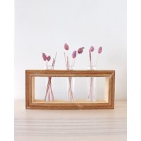 Rechteckige Vase Aus Holz Mit Reagenzgläser Für Blumen - Vermehrungsstation Ableger Und Pflanzen Propagation Station von WDstudioDE
