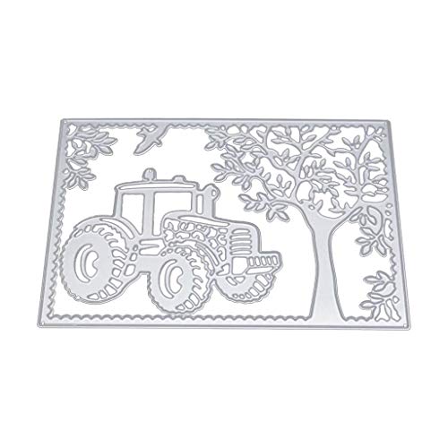 Harvest Festival Traktor Big Tree Stanzschablonen, Metall Prägeschablonen Schablonen Stanzmaschine Embossing für DIY Karten Scrapbooking Geschenk Sammelalbum Deko Cutting Dies von WE-HYTRE