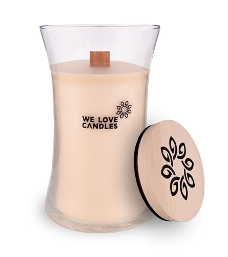 WE LOVE CANDLES Kerze mit Holzdocht - Duftkerzen im Glas mit Deckel - Holzdocht Kerze - Duftkerze Groß - Soja Wachs - Kerze Deko - Kerze im Glas - Duftkerze XXL - Scented Candles 700 g min. 150 St von WE LOVE CANDLES