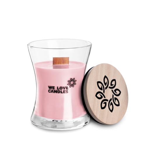 WE LOVE CANDLES Kerze mit Holzdocht - Duftkerzen im Glas mit Deckel - Holzdocht Kerze - Duftkerze Groß - Soja Wachs - Kerze Deko - Kerze im Glas - Scented Candles 100 g min. 21 Stunden Brenndauer von WE LOVE CANDLES