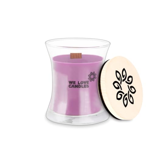 WE LOVE CANDLES Kerze mit Holzdocht - Duftkerzen im Glas mit Deckel - Holzdocht Kerze - Duftkerze Groß - Soja Wachs - Kerze Deko - Kerze im Glas - Scented Candles 300 g min. 64 Stunden Brenndauer von WE LOVE CANDLES