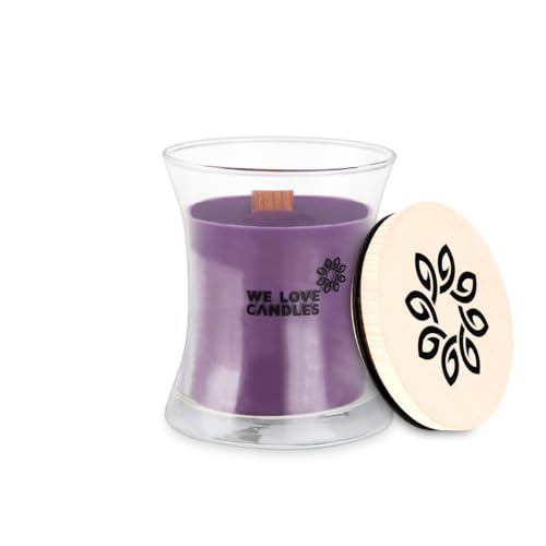 WE LOVE CANDLES Kerze mit Holzdocht - Duftkerzen im Glas mit Deckel - Holzdocht Kerze - Duftkerze Groß - Soja Wachs - Kerze Deko - Kerze im Glas - Scented Candles 300 g min. 64 Stunden Brenndauer von WE LOVE CANDLES