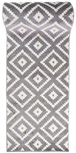 Carpeto Rugs Teppich Läufer Flur - Orientalisch Teppichläufer - Kurzflor, Weich - Flurläufer für Wohnzimmer, Schlafzimmer - Teppiche - Meterware - Grau - 70 x 675 cm von WE LOVE RUGS CARPETO