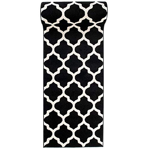 Carpeto Rugs Teppich Läufer Flur - Orientalisch Teppichläufer - Kurzflor, Weich - Flurläufer für Wohnzimmer, Schlafzimmer - Teppiche - Meterware - Schwarz Weiß - 80 x 175 cm von WE LOVE RUGS CARPETO