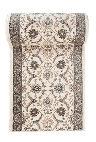 Läufer Teppich Flur in Beige Creme Ecru - Orientalisch Klassischer Muster - Brücke Läuferteppich nach Maß - 120 cm Breit - AYLA Kollektion von Carpeto - 120 x 400 cm von WE LOVE RUGS CARPETO