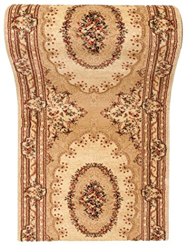 Läufer Teppich Flur in Beige Creme - Orientalisch Muster - 3D-Effekt Dichter und Dicker Flor - Läuferteppich nach Maß - ISKANDER Kollektion 120 x 425 cm von WE LOVE RUGS CARPETO