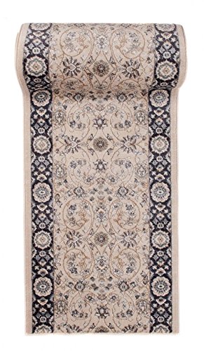 Läufer Teppich Flur in Beige - Orientalisch Klassischer Muster - Brücke Läuferteppich nach Maß - 80 cm Breit - AYLA Kollektion von Carpeto - 80 x 150 cm von WE LOVE RUGS CARPETO