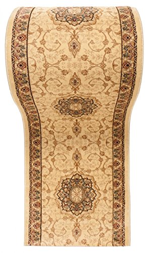 Läufer Teppich Flur in Beige - Orientalisch Muster - 3D-Effekt Dichter und Dicker Flor - Läuferteppich nach Maß - ISKANDER Kollektion 70 x 500 cm von WE LOVE RUGS CARPETO
