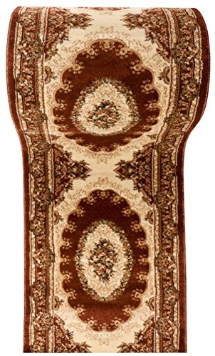 Läufer Teppich Flur in Braun Creme - Orientalisch Muster - 3D-Effekt Dichter und Dicker Flor - Läuferteppich nach Maß - ISKANDER Kollektion 80 x 300 cm von WE LOVE RUGS CARPETO