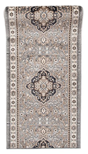 Läufer Teppich Flur in Grau - Orientalisch Klassischer Muster - Brücke Läuferteppich nach Maß - 100 cm Breit - AYLA Kollektion von Carpeto - 100 x 100 cm Läufer Teppich Flur in Grau - Orientalisch Klassischer Muster - Brücke Läuferteppich nach Maß - 100 cm Breit - AYLA Kollektion von Carpeto - 100 x 100 cm von WE LOVE RUGS CARPETO