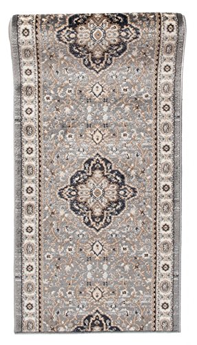 Läufer Teppich Flur in Grau - Orientalisch Klassischer Muster - Brücke Läuferteppich nach Maß - 120 cm Breit - AYLA Kollektion von Carpeto - 120 x 350 cm von WE LOVE RUGS CARPETO