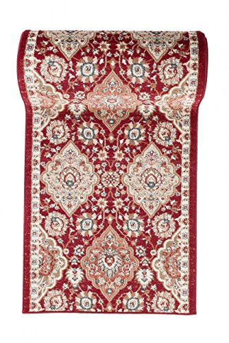 Läufer Teppich Flur in Rot - Orientalisch Klassischer Muster - Brücke Läuferteppich nach Maß - 80 cm Breit - AYLA Kollektion von Carpeto - 80 x 100 cm von WE LOVE RUGS CARPETO
