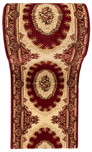 Läufer Teppich Flur in Weinrot Rot Beige - Orientalisch Muster - 3D-Effekt Dichter und Dicker Flor - Läuferteppich nach Maß - ISKANDER Kollektion 70 x 175 cm von WE LOVE RUGS CARPETO
