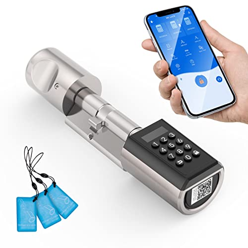 WELOCK PCB41 Elektronisches Türschloss Haustür Schloss,Zahlencode Smart Türschloss App mit BLE Wi-fi RFID Karten EU-Profil IP65 Verstellbarer Schließzylinder für 50-100mm Tür von WE.LOCK