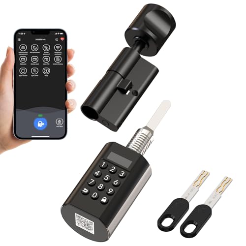 WELOCK P74 Elektronisches Türschloss Haustür PCBKEY74 Smart Lock mit Passwort,Entsperrt per Zahlencode RFID-Karte APP Wi-Fi Mechanischer Ersatzschlüssel,für 60-90mm EU-Profiltür,Schwarz von WE.LOCK