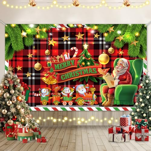 Frohe Weihnachten Banner, Großes Weihnachtsbanner Dekoration, Große Weihnachten Banner Deko, Weihnachtsbanner Banner Hintergrund, Große Weihnachtsdekoration banner für Home Shops Party Supplies von WEALLIN