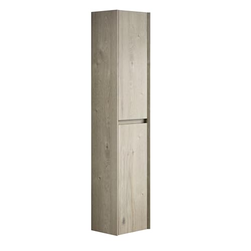 Badezimmer-Wandschrank schmaler Aufbewahrungsschrank mit 2 Türen und verstellbaren Regalen für Handtücher Kosmetik Reinigungsmittel Badmöbel Sideboard Schrank Wohnbereich (Eiche cremefarbene) von WEALTHKING