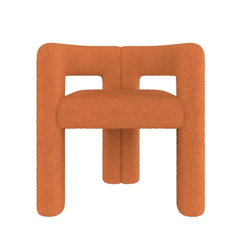 Ergonomischer Design‑Sessel aus Premium Teddy‑Flor mit markanter Silhouette, orthopädischer Rückenlehne, stabiler Konstruktion, vielseitig einsetzbar als Loungestuhl, Esszimmerstuhl (Orange) von WEALTHKING