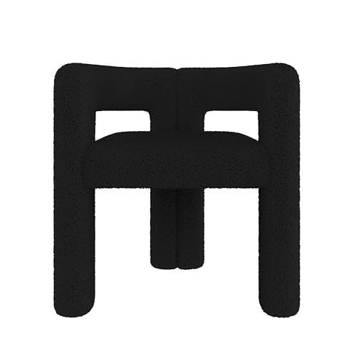 Ergonomischer Design‑Sessel aus Premium Teddy‑Flor mit markanter Silhouette, orthopädischer Rückenlehne, stabiler Konstruktion, vielseitig einsetzbar als Loungestuhl, Esszimmerstuhl (Schwarz) von WEALTHKING