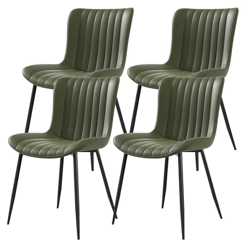 Moderne Esszimmerstühle aus Kunstleder mit ergonomischer Rückenlehne und komfortabler Polsterung, stabile Küchenstühle mit Metallbeinen, Elegante Sitzmöbel für Esszimmer Wohnzimmer (Grün,4) von WEALTHKING