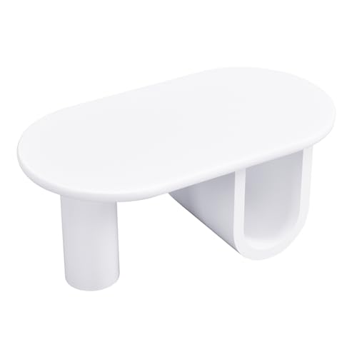 Moderner ovaler Couchtisch mit glatter Oberfläche, minimalistischem Look, stabilem Rundfuß und U-förmigem Beinstil, funktionaler Wohnzimmertisch mit großzügiger Ablagefläche und formschönem MDF-Korpus von WEALTHKING