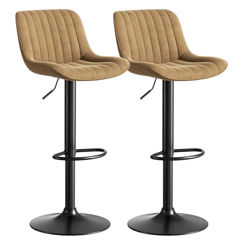Verstellbares Samt‑Barhocker‑Set mit 360° Drehfunktion,ergonomischem Sitz,pulverbeschichtetem Stahlfuß,Gaslift,Fußstütze und luxuriöser Polsterung,vielseitig als Küchenhocker,Tresenstuhl (Braun,2) Verstellbares Samt‑Barhocker‑Set mit 360° Drehfunktion,ergonomischem Sitz,pulverbeschichtetem Stahlfuß,Gaslift,Fußstütze und luxuriöser Polsterung,vielseitig als Küchenhocker,Tresenstuhl (Braun,2) von WEALTHKING