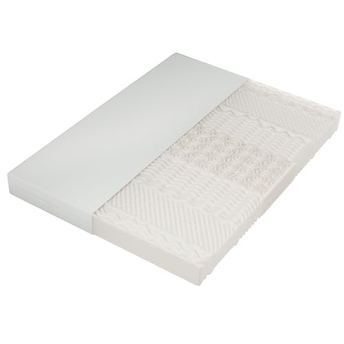 WEALTHKING 7-Zonen Kaltschaummatratze ergonomische Liegeunterstützung H2 H3 Härtegrad Wendematratze mit rutschfestem Bezug abnehmbar waschbar atmungsaktiv mit Komfortschaum (Weiß,180x200cm) von WEALTHKING