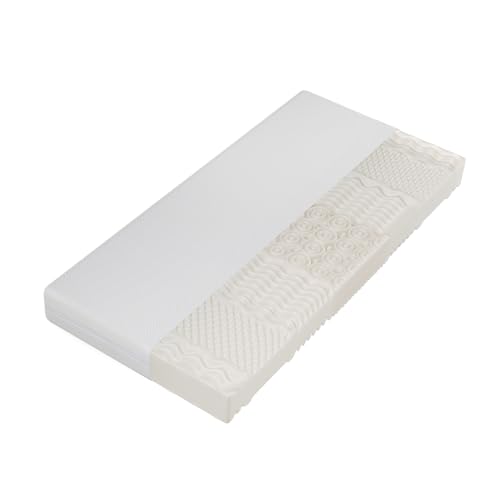 WEALTHKING 7-Zonen Kaltschaummatratze ergonomische Liegeunterstützung H2 H3 Härtegrad Wendematratze mit rutschfestem Bezug abnehmbar waschbar atmungsaktiv mit Komfortschaum (Weiß,90x200cm) von WEALTHKING