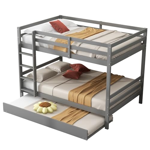 WEALTHKING Etagenbett mit Ausziehbett aus Massivholz und MDF, stabile Konstruktion mit sicherer Treppe und 26 cm hohem Geländer, vielseitig für Gästezimmer und kleine Räume geeignet (Grau,140x200cm) WEALTHKING Etagenbett mit Ausziehbett aus Massivholz und MDF, stabile Konstruktion mit sicherer Treppe und 26 cm hohem Geländer, vielseitig für Gästezimmer und kleine Räume geeignet (Grau,140x200cm) von WEALTHKING