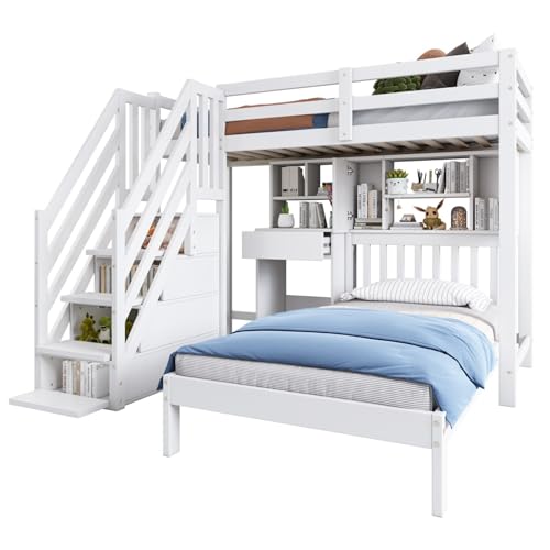 WEALTHKING Funktionsbett mit Stufen Schreibtischregal Kombinationsmöbel Holzleiter Raumstruktur Stauraumstufen Bücherflächen Arbeitskonsole Sicherheitsrahmen Mehrfachnutzung Einrichtungselement WEALTHKING Funktionsbett mit Stufen Schreibtischregal Kombinationsmöbel Holzleiter Raumstruktur Stauraumstufen Bücherflächen Arbeitskonsole Sicherheitsrahmen Mehrfachnutzung Einrichtungselement von WEALTHKING