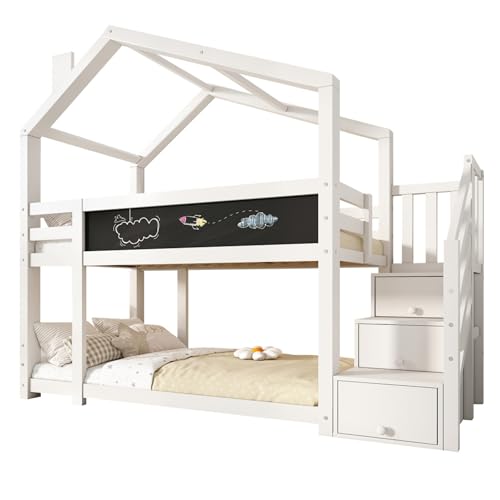 WEALTHKING Spielbett im Baumhausstil mit extra breiter Stufenleiter, eingebautem Stauraumkonzept, beschreibbare Frontfläche, hochwertiger Rahmen, dekorative Dachstruktur, sichere Nutzung WEALTHKING Spielbett im Baumhausstil mit extra breiter Stufenleiter, eingebautem Stauraumkonzept, beschreibbare Frontfläche, hochwertiger Rahmen, dekorative Dachstruktur, sichere Nutzung von WEALTHKING