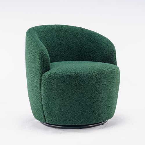 Drehbarer Loungesessel im Fass‑Design aus weichem Teddy Bouclé mit ergonomischer Rückenlehne, 360° drehbar,gepolsterter Relaxstuhl für Wohnzimmer, Schlafzimmer, Arbeitszimmer & Lounge (Grün) von WEALTHOUSE