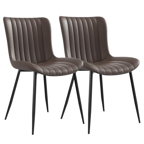 Moderne Esszimmerstühle aus Kunstleder mit ergonomisch gepolsterter Sitzfläche und stilvoller Steppnaht, bequeme Küchenstühle mit Metallbeinen, vielseitige Polsterstühle für Esszimmer (Grau,2) von WEALTHOUSE