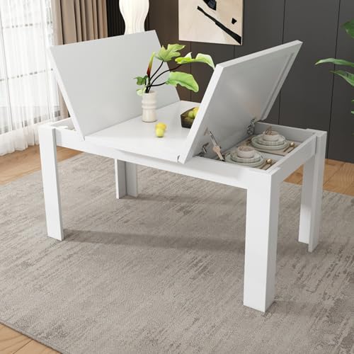 Moderner Esstisch mit verstecktem Stauraum klappbare Tischplatte multifunktional rechteckiger Tisch für Küche Wohnzimmer Arbeitszimmer MDF Struktur einfache Montage kompakter Designstil Wohnmöbel Moderner Esstisch mit verstecktem Stauraum klappbare Tischplatte multifunktional rechteckiger Tisch für Küche Wohnzimmer Arbeitszimmer MDF Struktur einfache Montage kompakter Designstil Wohnmöbel von WEALTHOUSE