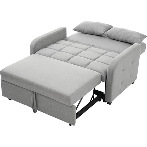 Multifunktionales Klappsofa mit verstellbarer Rückenlehne,Schlafsofa mit Schlaffunktion und Kissen,2-in-1 Schlafsofa für Wohnzimmer Gästezimmer Studentenwohnheim kleine Räume platzsparend (Grau) von WEALTHOUSE
