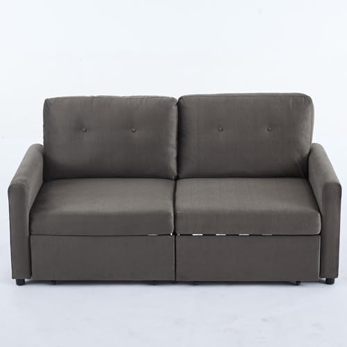 Platzsparendes Zweisitzer‑Sofa mit integrierter Schubladen‑Aufbewahrung,ergonomischem Rückenteil,pflegeleichtem Microfaserbezug in Krepp‑Optik und dezentem Glanz,für kleine Wohnungen (Dunkelgrau) von WEALTHOUSE