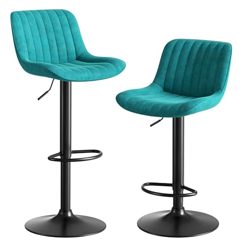 Verstellbare Barhocker mit Samtbezug und Rückenlehne – höhenverstellbare Tresenstühle mit Fußstütze,360 Grad Drehfunktion, gepolsterter Sitz, ergonomisches Design für Küche Esszimmer Bar (Blau,2) Verstellbare Barhocker mit Samtbezug und Rückenlehne – höhenverstellbare Tresenstühle mit Fußstütze,360 Grad Drehfunktion, gepolsterter Sitz, ergonomisches Design für Küche Esszimmer Bar (Blau,2) von WEALTHOUSE