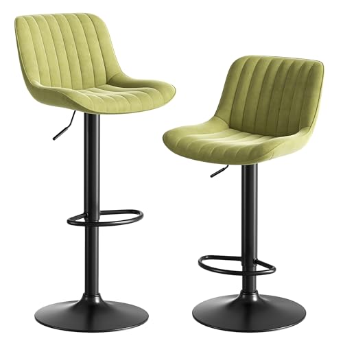 Verstellbare Barhocker mit Samtbezug und Rückenlehne – höhenverstellbare Tresenstühle mit Fußstütze,360 Grad Drehfunktion, gepolsterter Sitz, ergonomisches Design für Küche Esszimmer Bar (Grün,2) Verstellbare Barhocker mit Samtbezug und Rückenlehne – höhenverstellbare Tresenstühle mit Fußstütze,360 Grad Drehfunktion, gepolsterter Sitz, ergonomisches Design für Küche Esszimmer Bar (Grün,2) von WEALTHOUSE
