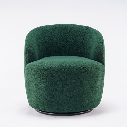 WEALTHOUSE Drehbarer Akzentsessel mit weichem Teddybezug, 360° Drehfunktion für Wohnzimmer & Home Office, ergonomische Polsterung, Stabiler Metallringfuß, Barrel Chair Design (Grün) von WEALTHOUSE