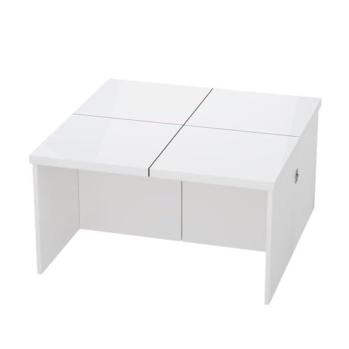 WEALTHOUSE Moderner Couchtisch mit Hochglanz-Oberfläche und Flexibler DIY-Konfiguration – 4-teiliges Tisch-Set aus 30 mm starker Spanplatte – vielseitig kombinierbar als Wohnzimmertisch (Weiß) von WEALTHOUSE