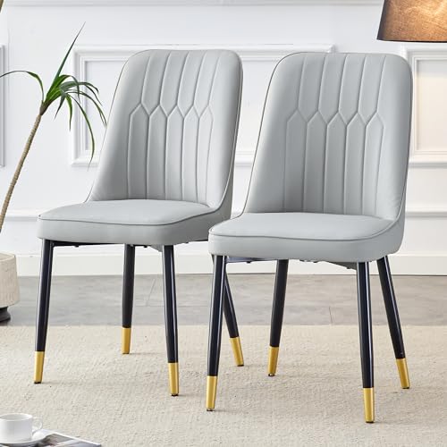 WEALTHOUSE Moderner Esszimmerstuhl Set, Küchenstuhl aus PU-Leder mit ergonomischer Rückenlehne, weichem Schaumpolster, stabilen Metallbeinen mit Goldkappen, rutschfesten Bodenschonern (2,Schwarz) von WEALTHOUSE