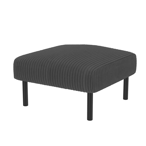 WEALTHOUSE Modulares Cord Sofa Set aus Zweisitzer,Sessel und Hocker mit ergonomischer Rückenlehne,Seitentasche und stabilem Metall‑Holz‑Gestell – für Wohnzimmer & kleine Apartments (Grau,Hocker) von WEALTHOUSE