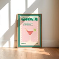 Cocktail Kunstdruck, Retro, Esszimmer Wandkunst, Küchen Print, Vintage Küchenkunst, Geschenk, Bar Dekor, Cosmo Cocktail Kunstdruck, Retro, Esszimmer Wandkunst, Küchen Print, Vintage Küchenkunst, Geschenk, Bar Dekor, Cosmo von WEAREPROPERGOOD