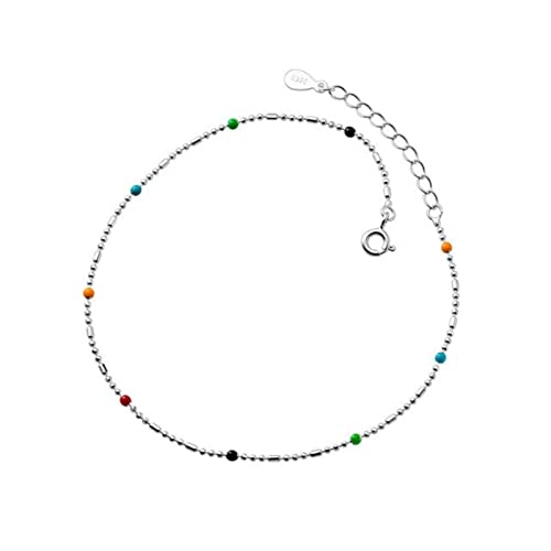 WEAV 925 Sterling Silber Fußkettchen Mode Sommer Farbe Perlen Fußkettchen Für Frauen Geburtstagsgeschenk Feiner 925 Schmuck WEAV 925 Sterling Silber Fußkettchen Mode Sommer Farbe Perlen Fußkettchen Für Frauen Geburtstagsgeschenk Feiner 925 Schmuck von WEAV