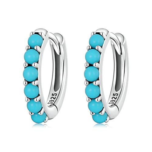 WEAV 925 Sterling Silber Stapelbare Blaue Türkis Ohrschnallen Für Weibliche Mode Moderne Creolen Für Frauen Feinen Schmuck von WEAV