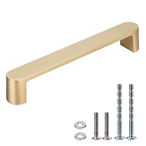 WEAVERBIRD 4 Stück Schrankgriffe Gebürstetes Messing aus Schubladengriffe Möbel Schrankbeschläge Schrank Zinklegierung Goldgriffe 5 Zoll (128 mm) Lochabstand von WEAVERBIRD