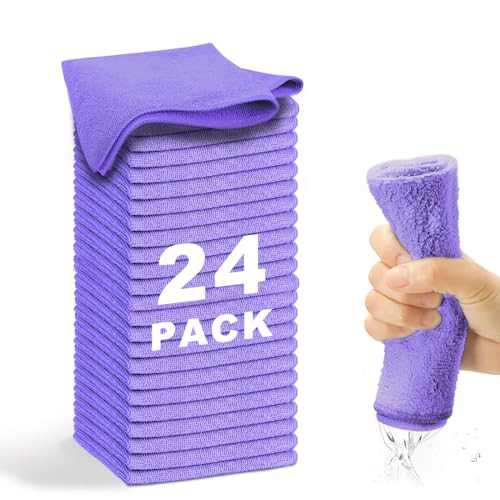 WEAWE® Mikrofasertücher - Serie 2100 (33x33cm) Superweiches, Hochsaugfähiges putztücher Lappen küche, wiederverwendbar, fusselfrei, waschmaschinenfest Microfasertücher Lila (24 Stück) von WEAWE