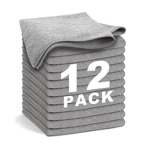 WEAWE® Mikrofasertücher - Serie 2100 (33x33cm) Superweiches, Hochsaugfähiges putztücher Lappen küche, wiederverwendbar, fusselfrei, waschmaschinenfest Microfasertücher Grau (12 Stück) von WEAWE