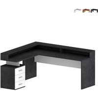 Eckschreibtisch Büro mit 3 Schubladen Aufsatz New Selina A-S Plus - Schwarz - Weiß von WEB FURNITURE